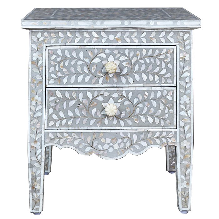 Комод инкрустация перламутром Inlaid Bone Openwork Gray Серый Белый Серый Комод инкрустация перламутром Inlaid Bone Openwork Gray Серый Белый Серый в Липецке | Loft Concept