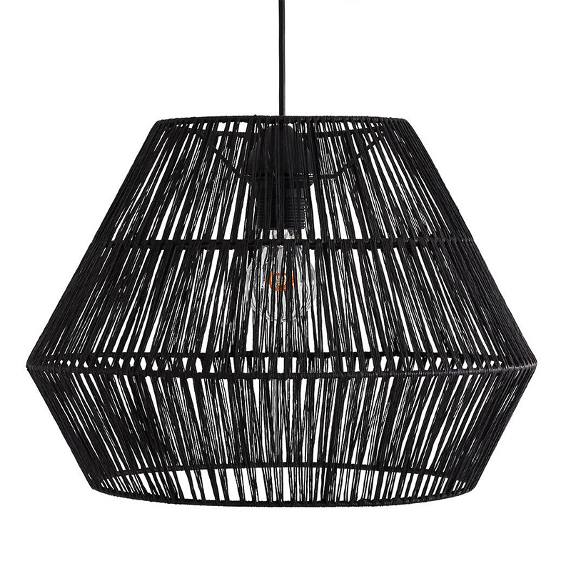 Подвесной светильник Signe Wicker Hemp Black Черный Подвесной светильник Signe Wicker Hemp Black Черный в Липецке | Loft Concept