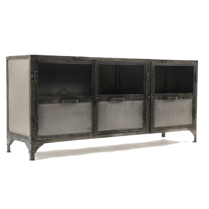 Комод металлический Industrial Steampunk Nickel 3 Door Сoncole Комод металлический Industrial Steampunk Nickel 3 Door Сoncole в Липецке | Loft Concept