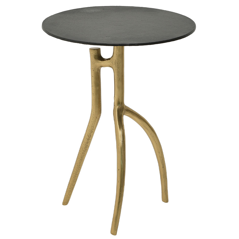 Круглый приставной стол Dawud Side Table Черный Золотой Круглый приставной стол Dawud Side Table Черный Золотой в Липецке | Loft Concept