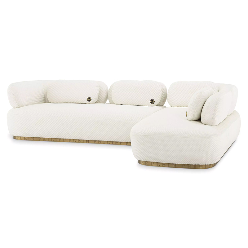 Диван Philipp Plein Sofa Signature Lounge Белый Белый Золотой Диван Philipp Plein Sofa Signature Lounge Белый Белый Золотой в Липецке | Loft Concept
