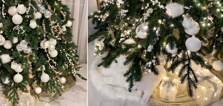 Дизайнерская Елка с Белым Декором Christmas Tree White Balls Дизайнерская Елка с Белым Декором Christmas Tree White Balls - Loft-Concept в Липецке
