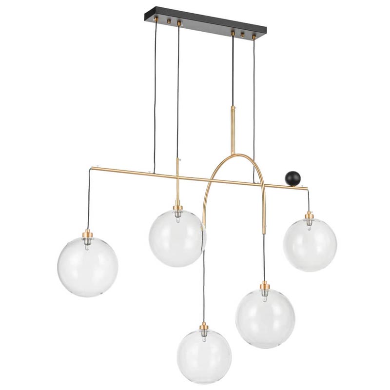 Люстра Five Hanging Balls Chandelier Золотой Прозрачный Черный Люстра Five Hanging Balls Chandelier Золотой Прозрачный Черный в Липецке | Loft Concept