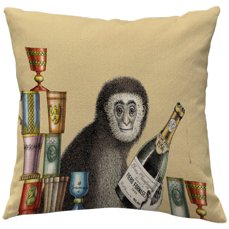 Декоративная подушка Fornasetti Aperitivo 1 Бежевый Серый Мульти Декоративная подушка Fornasetti Aperitivo 1 Бежевый Серый Мульти в Липецке | Loft Concept