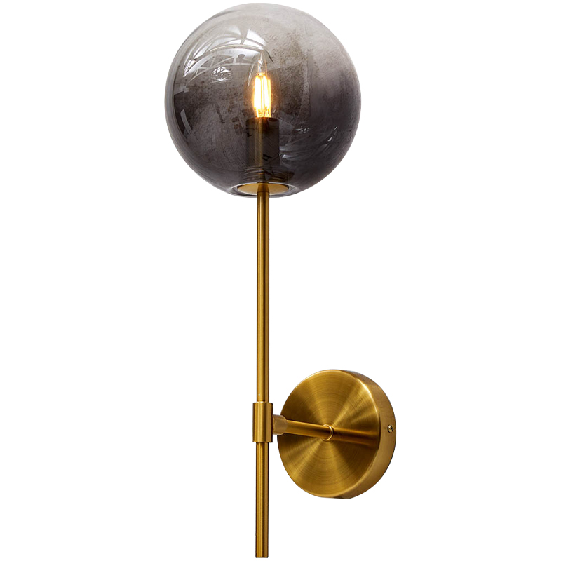Бра стеклянный плафон шар Urmila Wall Lamp Серое стекло Золотой Серый Бра стеклянный плафон шар Urmila Wall Lamp Серое стекло Золотой Серый в Липецке | Loft Concept