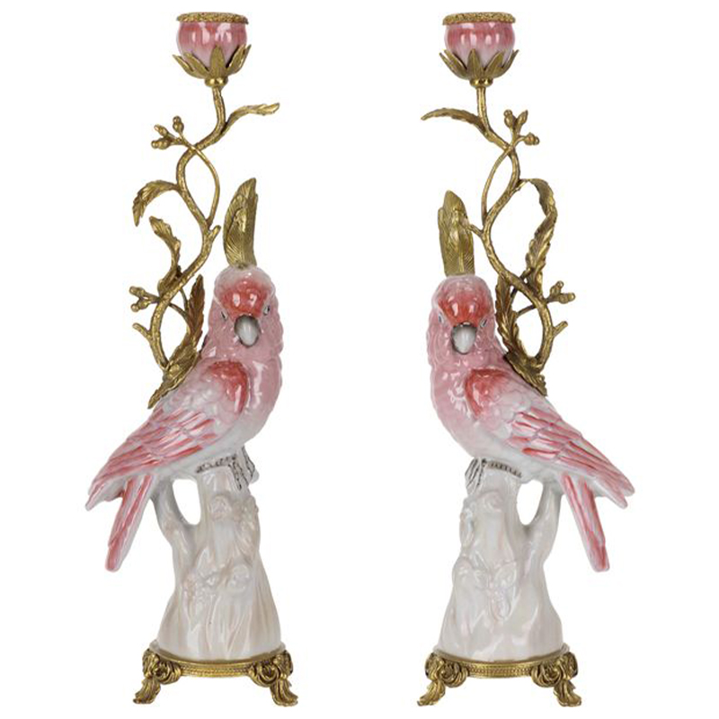 Подсвечник Pink Red Parrot Candlestick L or R Бронза Розовый (Rose) Красный Подсвечник Pink Red Parrot Candlestick L or R Бронза Розовый (Rose) Красный в Липецке | Loft Concept