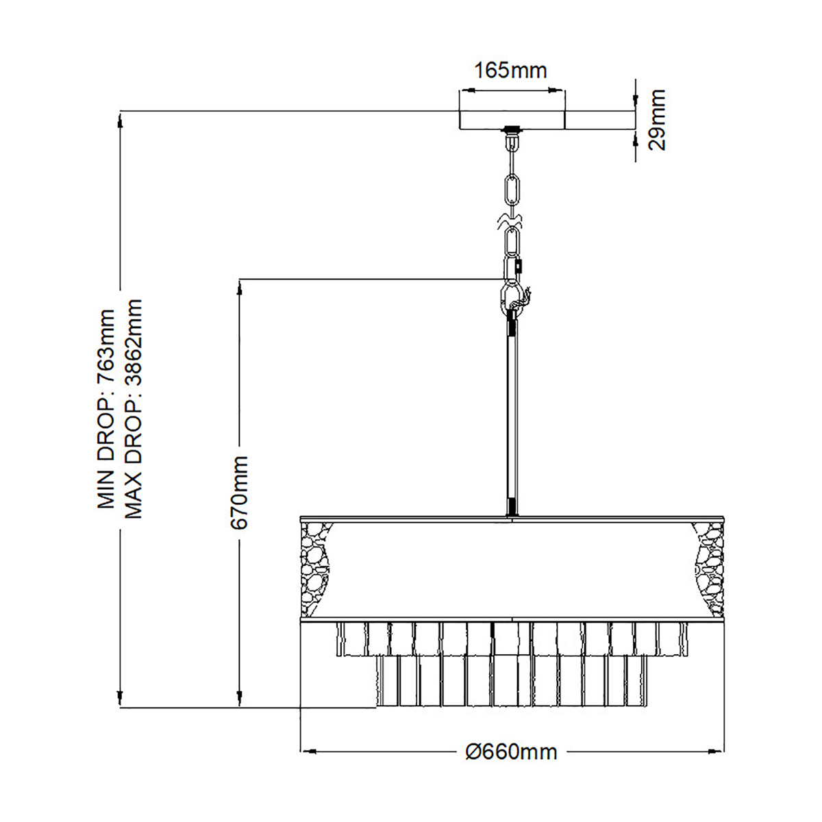 Люстра круглая с подвесками из текстурированного стекла молочного цвета Hinkley в Липецке