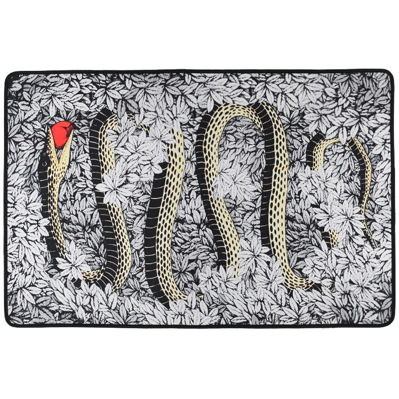 Ковер Snake Fornasetti Rug Серый Черный Бежевый Красный Ковер Snake Fornasetti Rug Серый Черный Бежевый Красный в Липецке | Loft Concept