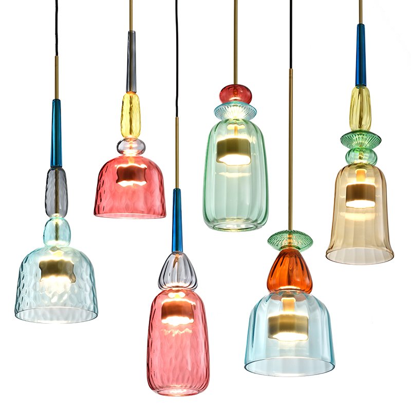 Серия подвесных светильников из цветного стекла CANDY Flauti Мульти в Липецке | Loft Concept 
