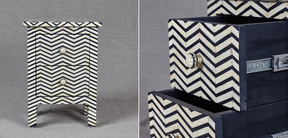 Комод инкрустация костью Inlaid Bone Chevron Mini Комод инкрустация костью Inlaid Bone Chevron Mini - Loft-Concept в Липецке
