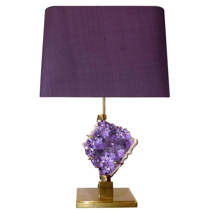 Настольная лампа Bronze and Amethyst Lamp Глянцевое золото Сиреневый Настольная лампа Bronze and Amethyst Lamp Глянцевое золото Сиреневый в Липецке | Loft Concept