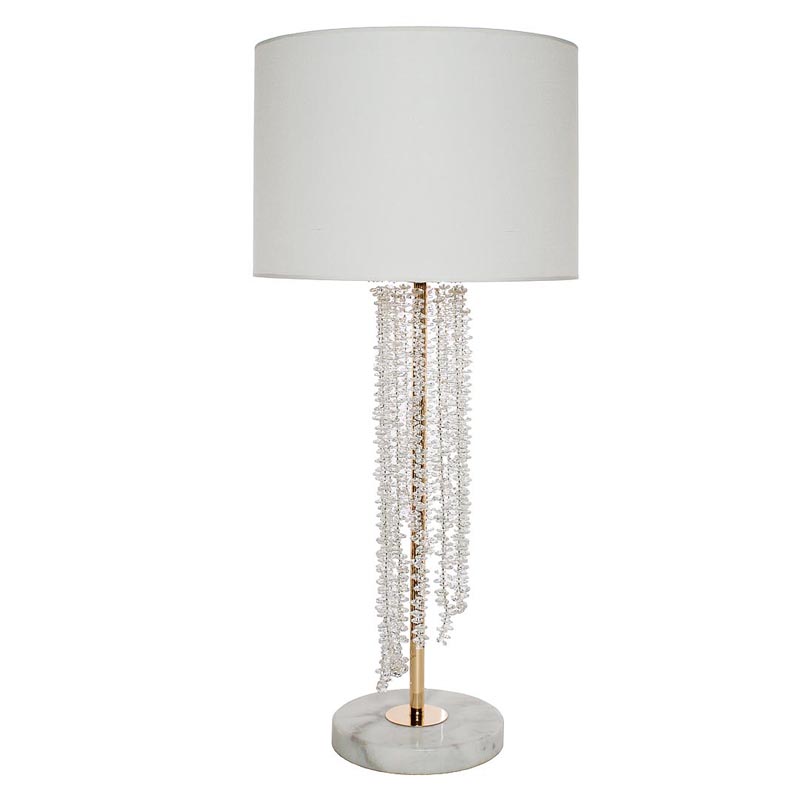 Настольная лампа Crystal Pendants Table Lamp Хром Белый Настольная лампа Crystal Pendants Table Lamp Хром Белый в Липецке | Loft Concept