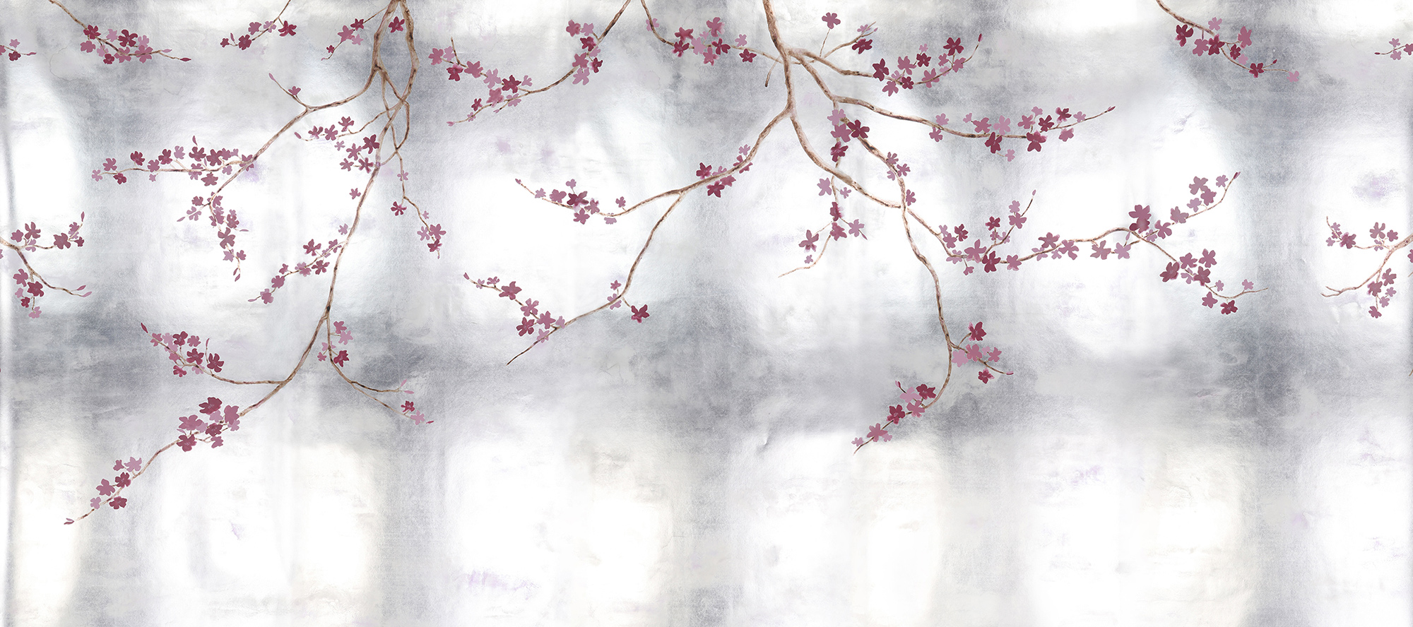 Обои ручная роспись Cherry Tree Special Colourway on Sterling Silver gilded paper Обои ручная роспись Cherry Tree Special Colourway on Sterling Silver gilded paper - постер Loft-Concept в Липецке