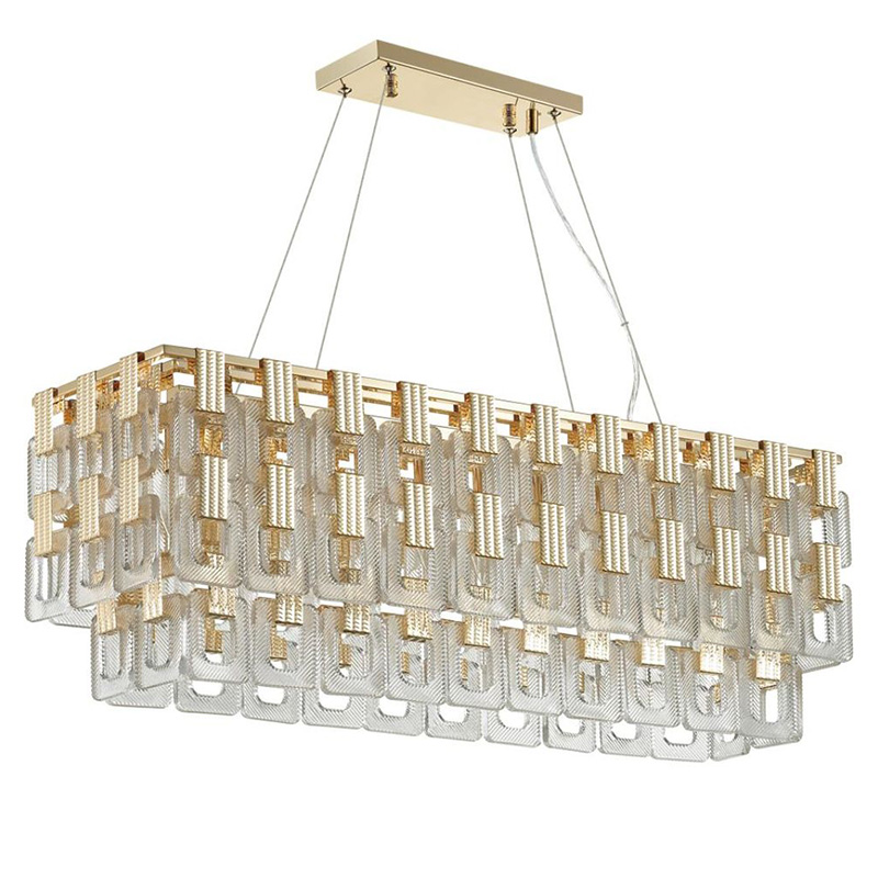 Люстра Ribbed Elements Pendant Linear Золотой Прозрачное Стекло Люстра Ribbed Elements Pendant Linear Золотой Прозрачное Стекло в Липецке | Loft Concept