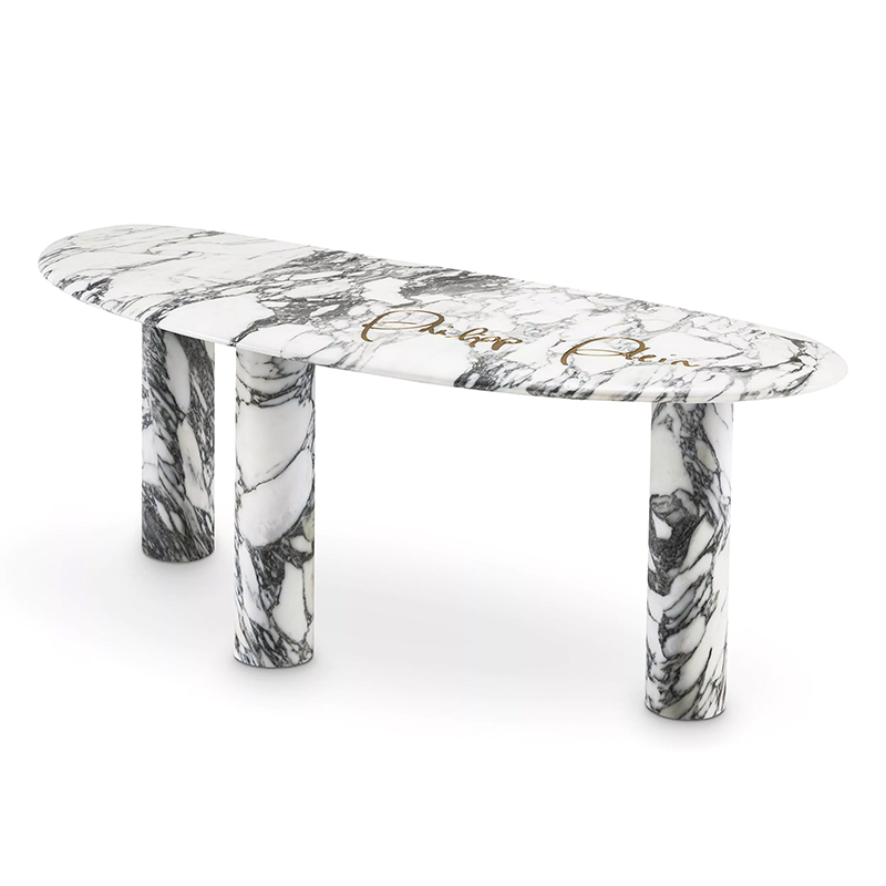 Консоль Philipp Plein Console Table Forte Белый Мрамор Bianco Золотой в Липецке | Loft Concept 