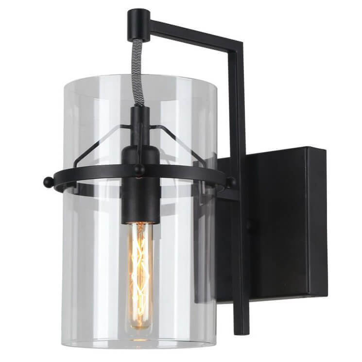 Бра Glass Cylinder Sconces Черный Прозрачный Бра Glass Cylinder Sconces Черный Прозрачный в Липецке | Loft Concept