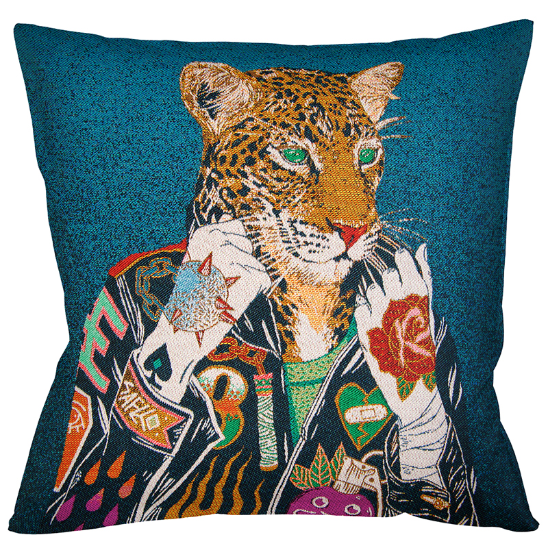 Декоративная подушка Leopard Blue Мульти Декоративная подушка Leopard Blue Мульти в Липецке | Loft Concept