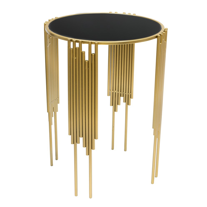 Приставной стол Interior Table черное стекло Черный Золотой Приставной стол Interior Table черное стекло Черный Золотой в Липецке | Loft Concept