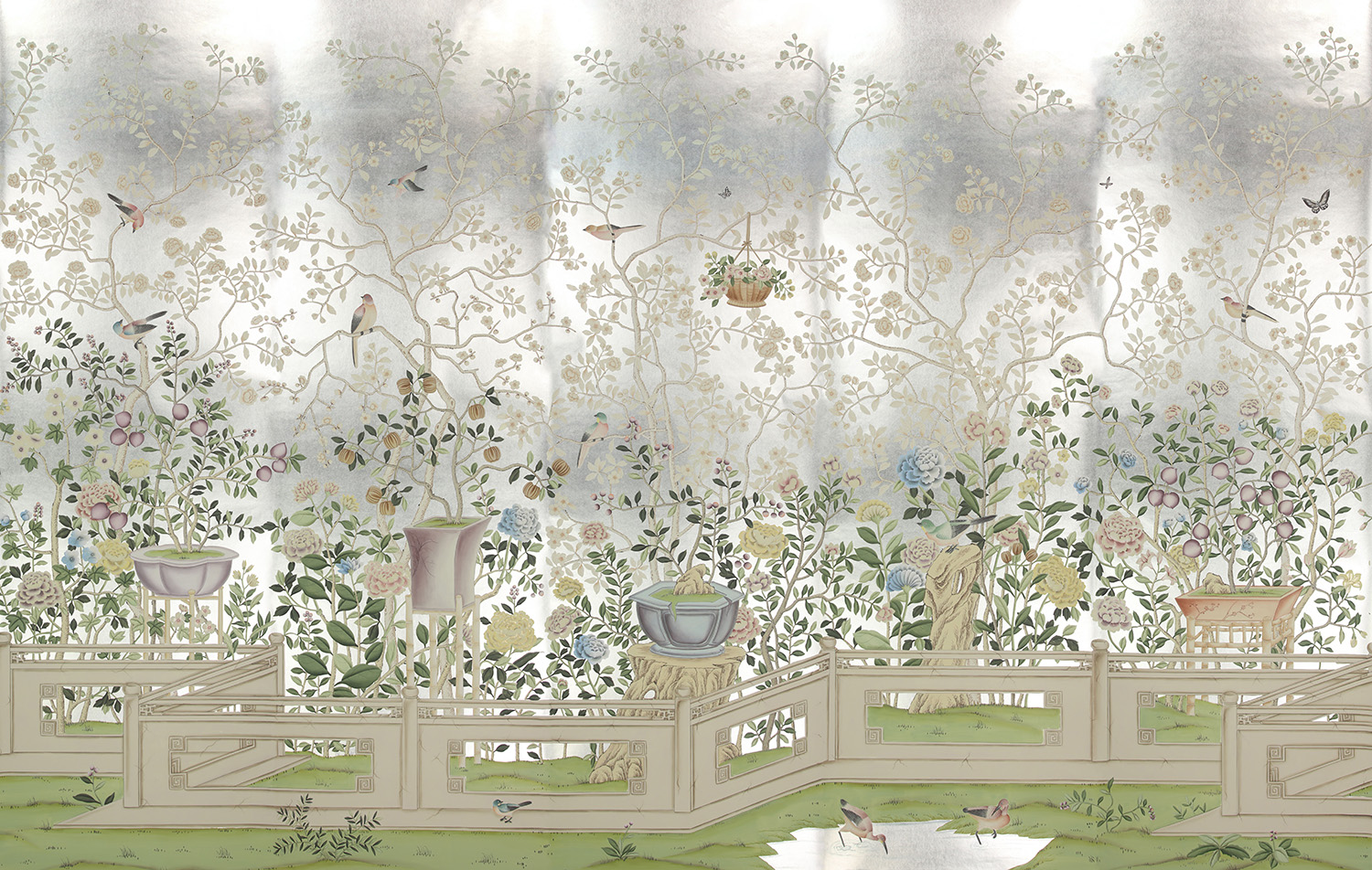 Обои ручная роспись Temple Newsam White Gold gilded silk Обои ручная роспись Temple Newsam White Gold gilded silk - постер Loft-Concept в Липецке