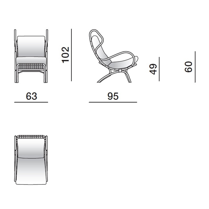 Дизайнерское кресло из ротанга Gio Ponti CONTINUUM D.163.7 BY BONACINA 1889 Armchair Дизайнерское кресло из ротанга Gio Ponti CONTINUUM D.163.7 BY BONACINA 1889 Armchair в Липецке