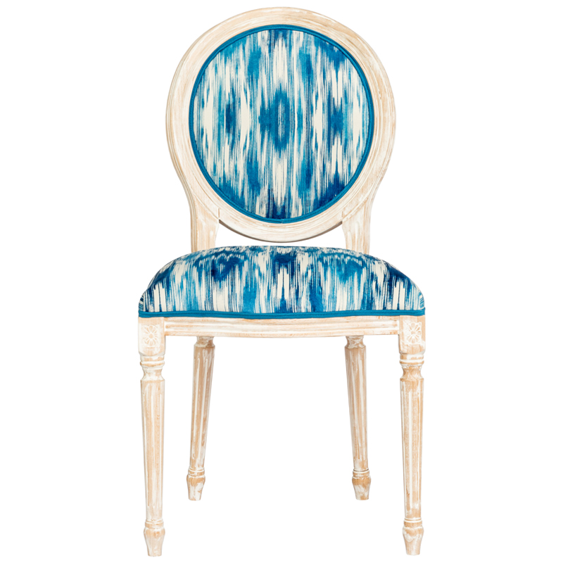 Стул с голубым узором Ikat Pattern Белый Голубой Стул с голубым узором Ikat Pattern Белый Голубой в Липецке | Loft Concept