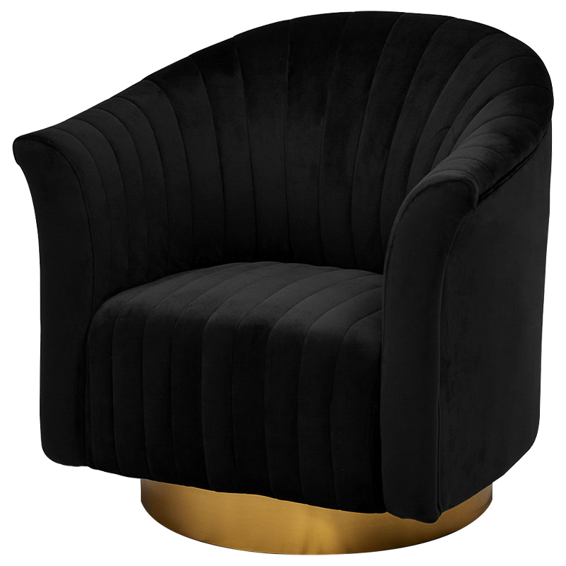 Кресло вращающееся в чёрной велюровой обивке Toronto Black Armchair Черный Золотой Кресло вращающееся в чёрной велюровой обивке Toronto Black Armchair Черный Золотой в Липецке | Loft Concept