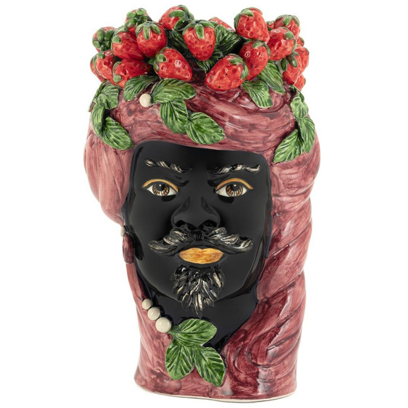 Ваза Vase Strawberries Head Man Bordeaux Бургундский красный Красный Черный Зеленый Мульти Ваза Vase Strawberries Head Man Bordeaux Бургундский красный Красный Черный Зеленый Мульти в Липецке | Loft Concept