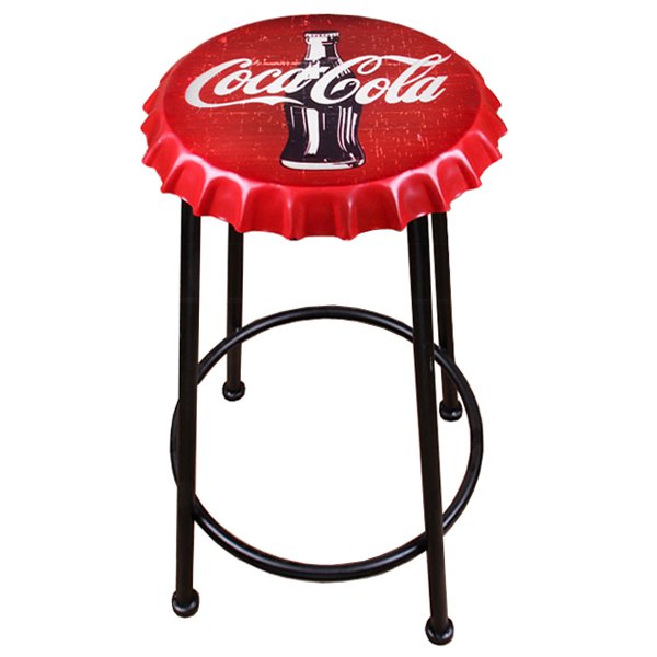 Барный стул Bottle Cap Coca & Cola Черный Красный Барный стул Bottle Cap Coca & Cola Черный Красный в Липецке | Loft Concept