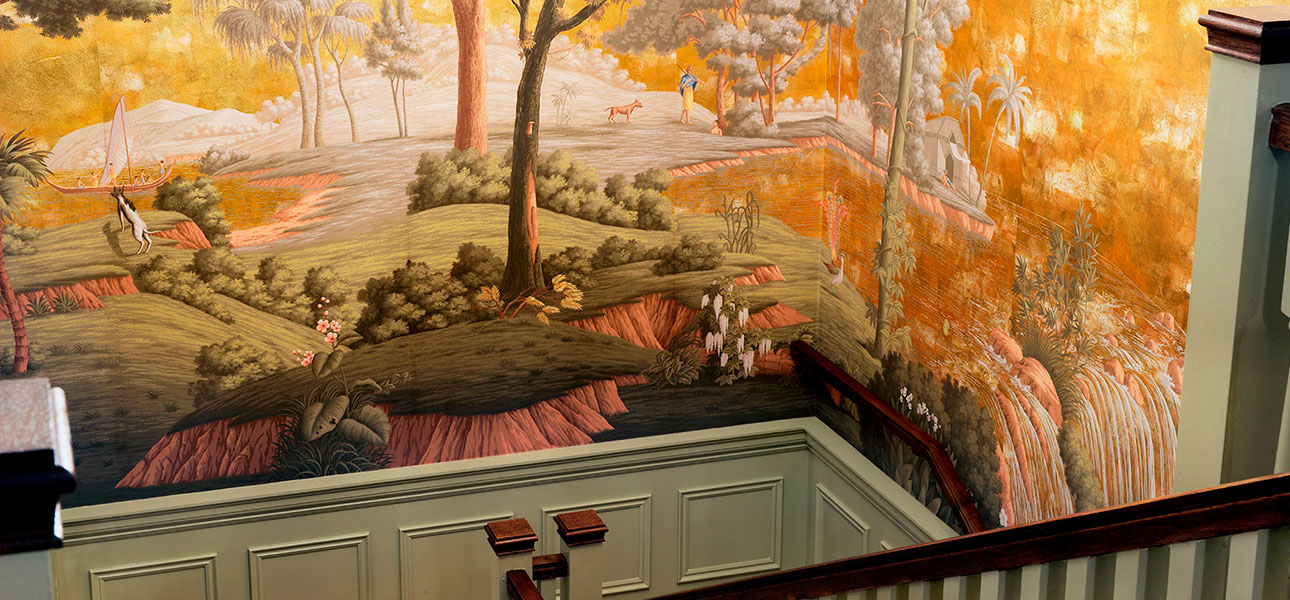 Обои ручная роспись Voyage of the Pacific Amarelo on Deep Rich Gold gilded paper with antiquing - фото №1