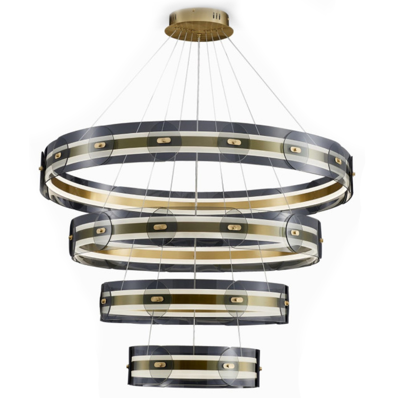 Люстра Gold 3 ring horizontal chandelier Прозрачный Латунь Люстра Gold 3 ring horizontal chandelier Прозрачный Латунь в Липецке | Loft Concept