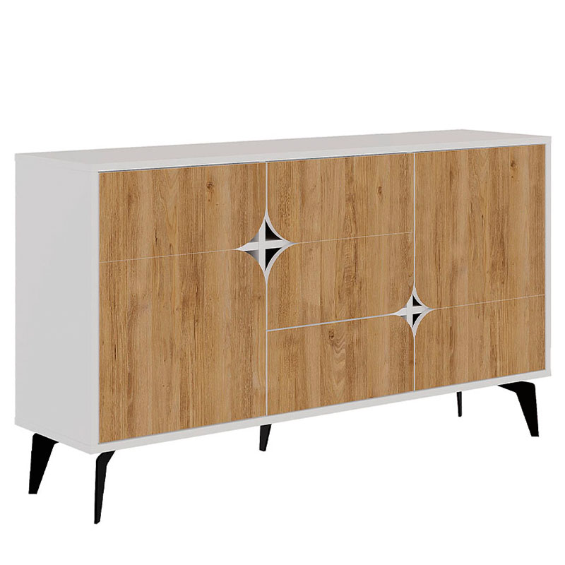 Комод с 3-мя дверцами и выдвижным ящиком цвета светлый дуб SPARK CONSOLE WHITE Белый Светлый дуб Комод с 3-мя дверцами и выдвижным ящиком цвета светлый дуб SPARK CONSOLE WHITE Белый Светлый дуб в Липецке | Loft Concept