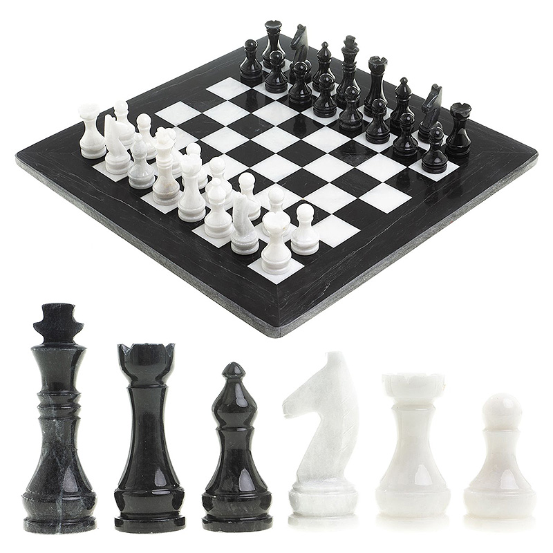 Шахматы классические с черной доской из натурального камня Мрамор Decorative Thematic Chess Белый Мрамор Bianco Черный Мрамор Nero Шахматы классические с черной доской из натурального камня Мрамор Decorative Thematic Chess Белый Мрамор Bianco Черный Мрамор Nero в Липецке | Loft Concept