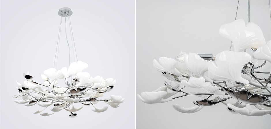 Декоративная люстра Wintery flover Silver с Белыми плафонами Декоративная люстра Wintery flover Silver с Белыми плафонами - Loft-Concept в Липецке