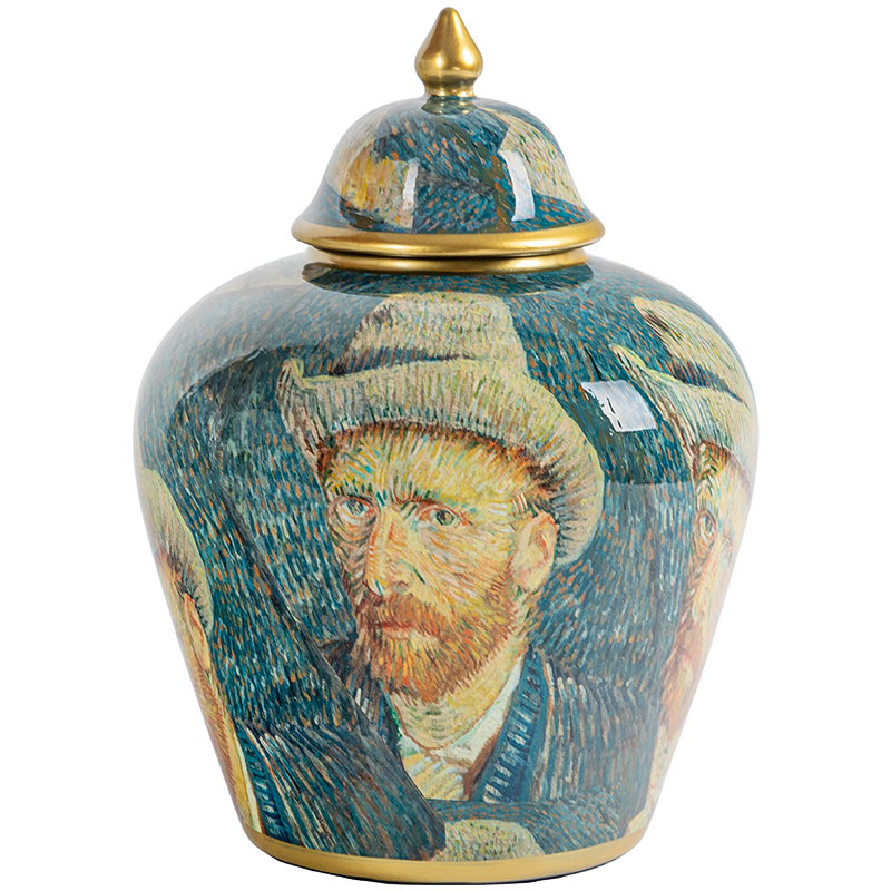 Ваза с крышкой Vincent Van Gogh Vase Изумрудный Золотой Бежевый Мульти Ваза с крышкой Vincent Van Gogh Vase Изумрудный Золотой Бежевый Мульти в Липецке | Loft Concept