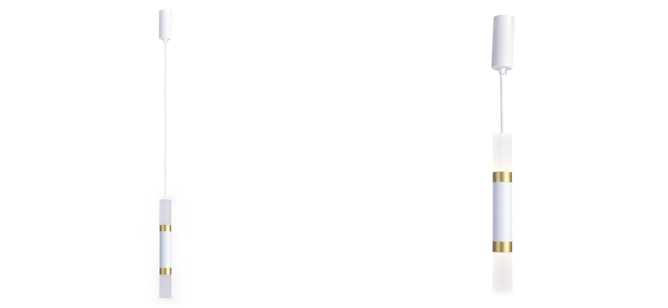 Белый подвесной светильник Useful Light с золотой вставкой - фото