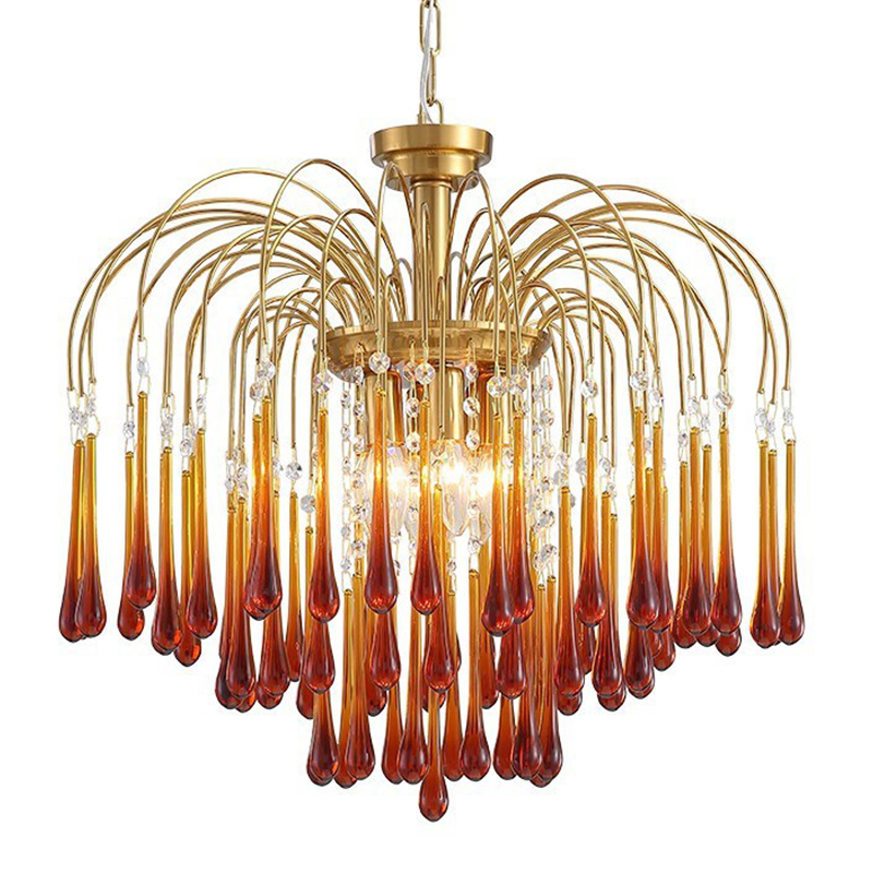 Дизайнерская люстра Amber Drops Chandelier Золотой Янтарный Дизайнерская люстра Amber Drops Chandelier Золотой Янтарный в Липецке | Loft Concept