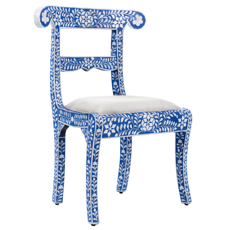 Стул инкрустация костью Bone Inlay Chairs синий Белый Синий Молочный Стул инкрустация костью Bone Inlay Chairs синий Белый Синий Молочный в Липецке | Loft Concept