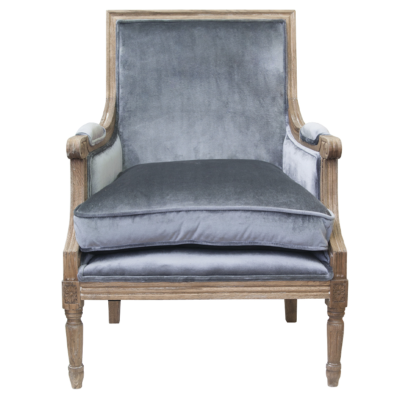 Кресло William Classical Armchair grey velvet Серый Коричневый Кресло William Classical Armchair grey velvet Серый Коричневый в Липецке | Loft Concept