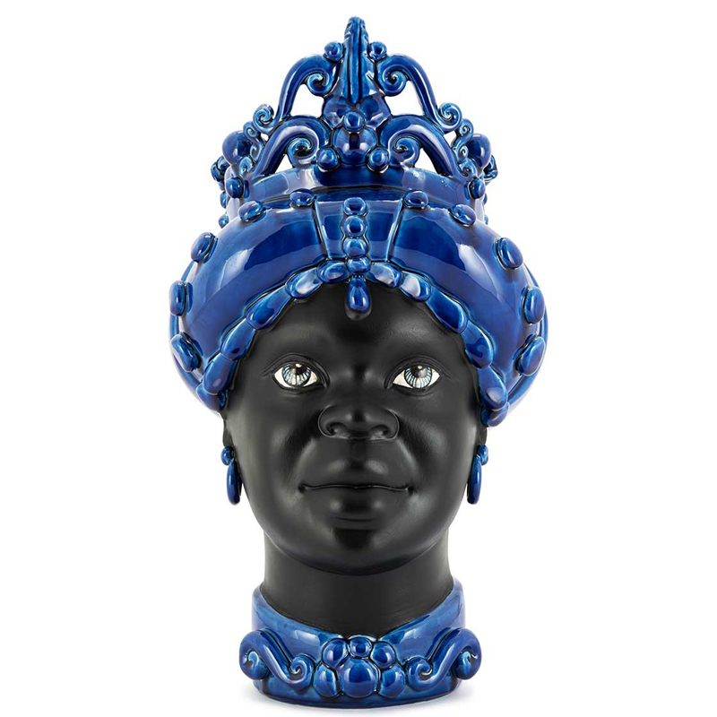 Ваза VASE MORO LADY MED. MAT Blue Черный Синий Ваза VASE MORO LADY MED. MAT Blue Черный Синий в Липецке | Loft Concept