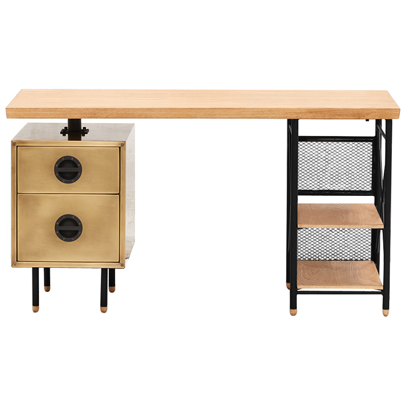 Рабочий стол Roffe Desk Черный Латунь Древесина в Липецке | Loft Concept 