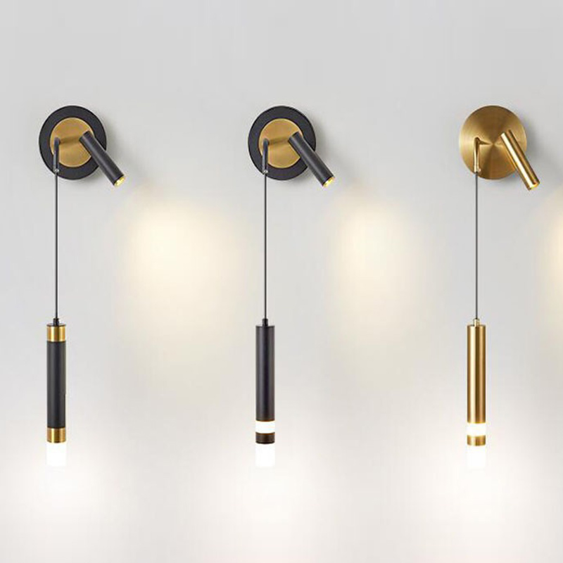 Бра-спот с подвесным светильником Spot Sconce Hanging Lamp Черный Латунь в Липецке | Loft Concept 
