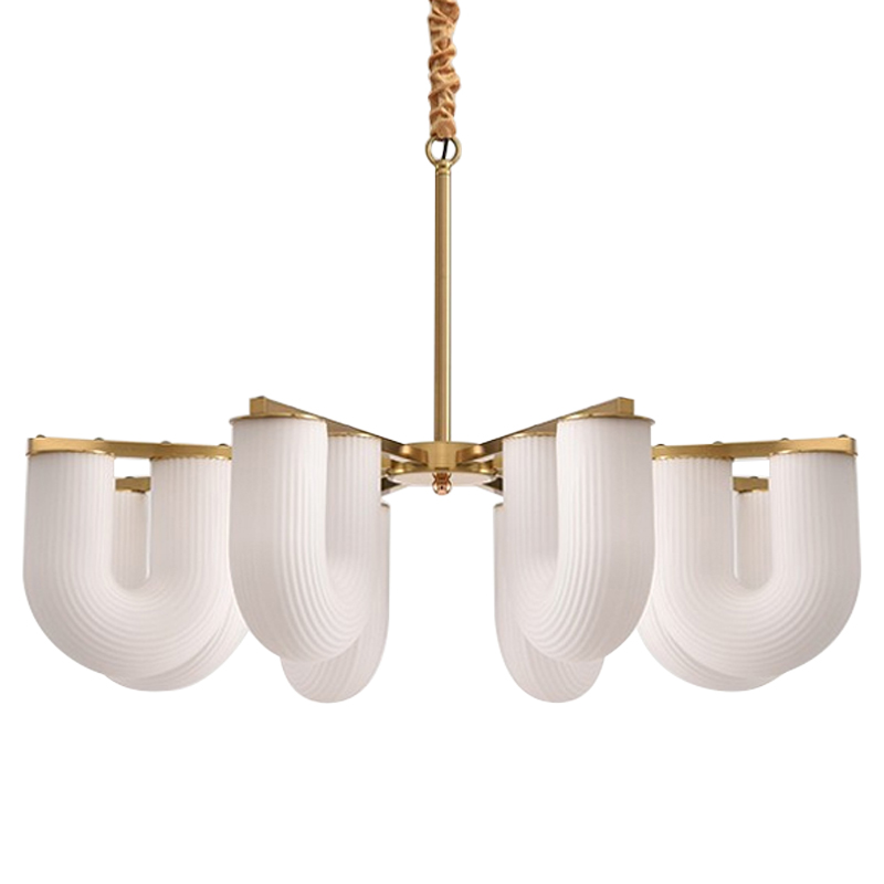 Люстра Berthe Arch Chandelier 8 плафонов Белое матовое стекло Латунь Хром Люстра Berthe Arch Chandelier 8 плафонов Белое матовое стекло Латунь Хром в Липецке | Loft Concept