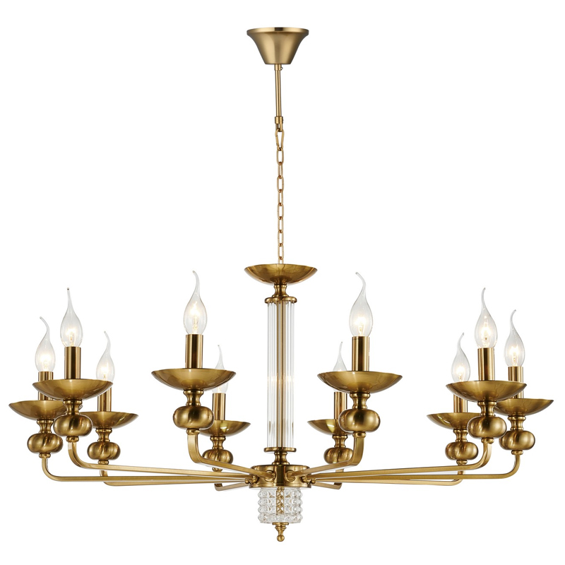Люстра бронзового цвета со стеклянным декором Candelabrum D91 см Бронза Прозрачный Люстра бронзового цвета со стеклянным декором Candelabrum D91 см Бронза Прозрачный в Липецке | Loft Concept