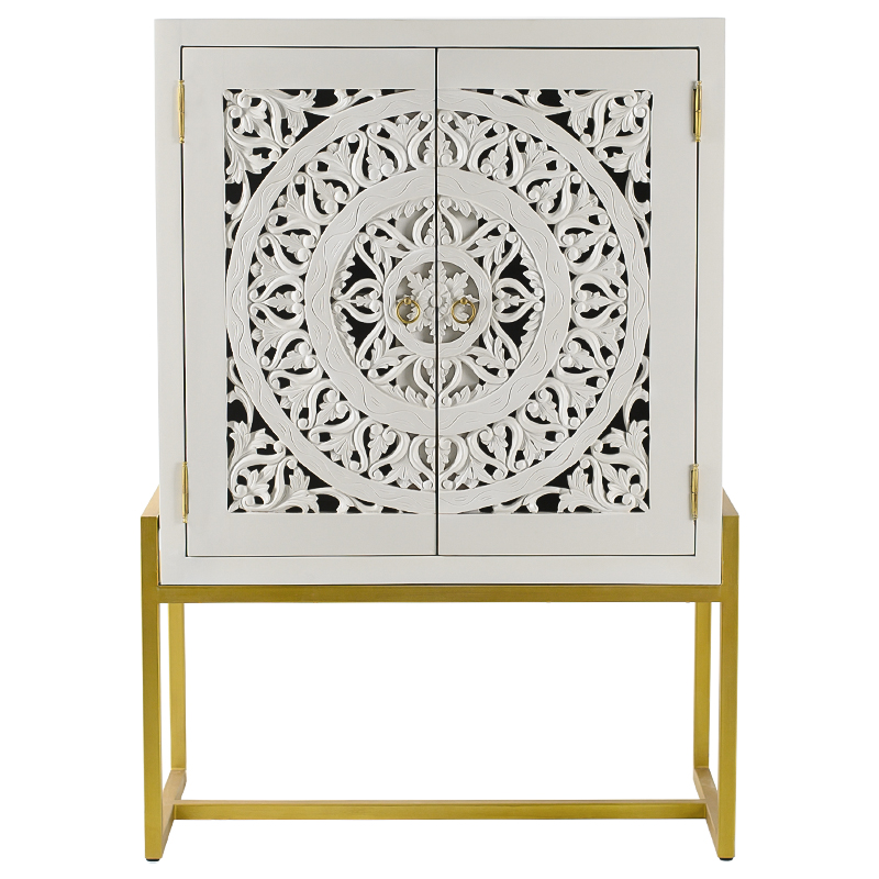 Буфет с резными дверцами Ceara Lace Cabinet Белый Золотой Буфет с резными дверцами Ceara Lace Cabinet Белый Золотой в Липецке | Loft Concept