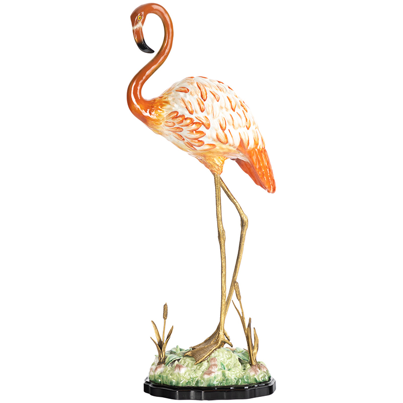 Декоративная статуэтка Flamingos Porcelain Statuette Красный Зеленый Бронза Декоративная статуэтка Flamingos Porcelain Statuette Красный Зеленый Бронза в Липецке | Loft Concept