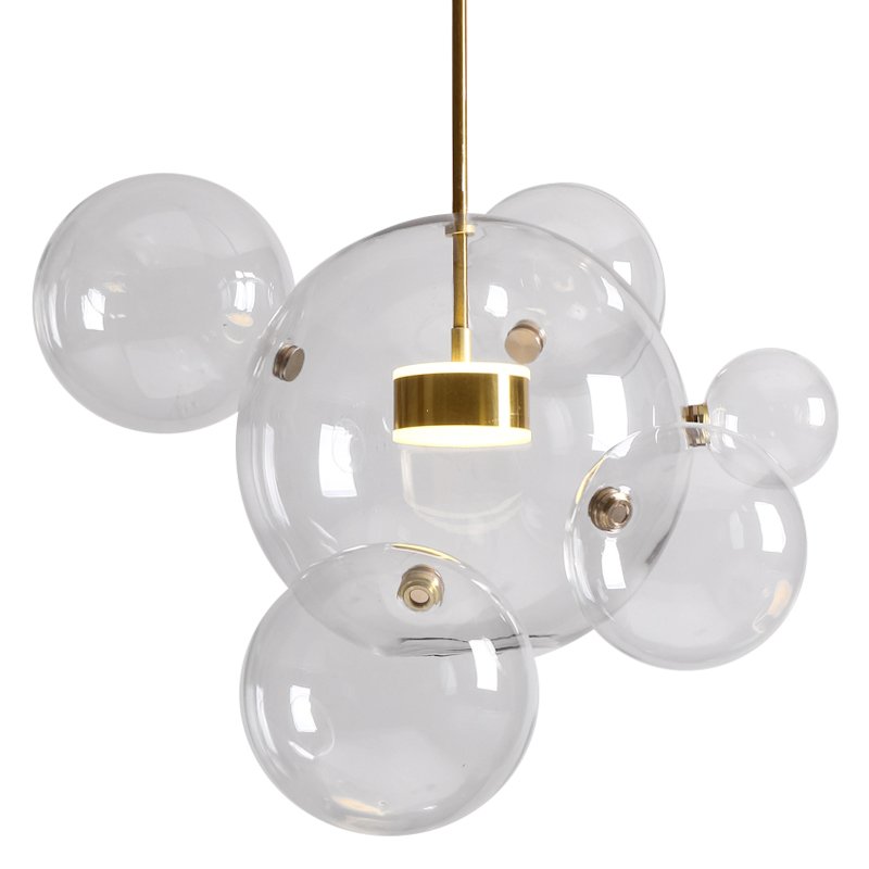 Подвесной светильник Giopato & Coombes Bolle Pendant 06 BUBBLE Прозрачный (Transparent) Латунь в Липецке | Loft Concept 
