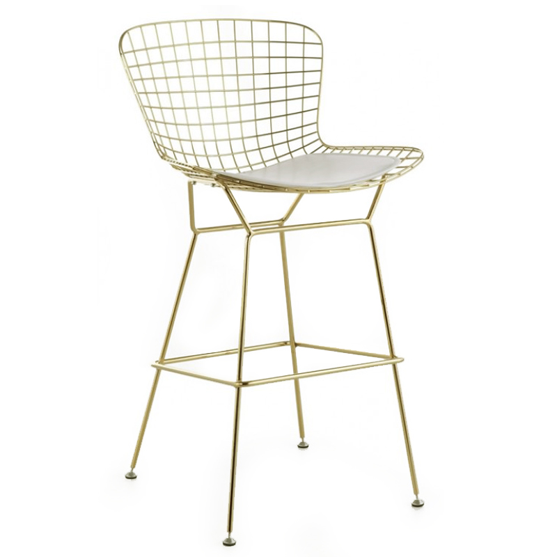 Барный стул Bertoia Barstool Gold Черный Белый Золотой Барный стул Bertoia Barstool Gold Черный Белый Золотой в Липецке | Loft Concept