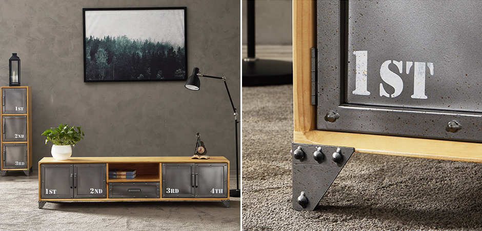 ТВ-тумба Loft Metal and Wood Quadruple ТВ-тумба Loft Metal and Wood Quadruple - Loft-Concept в Липецке