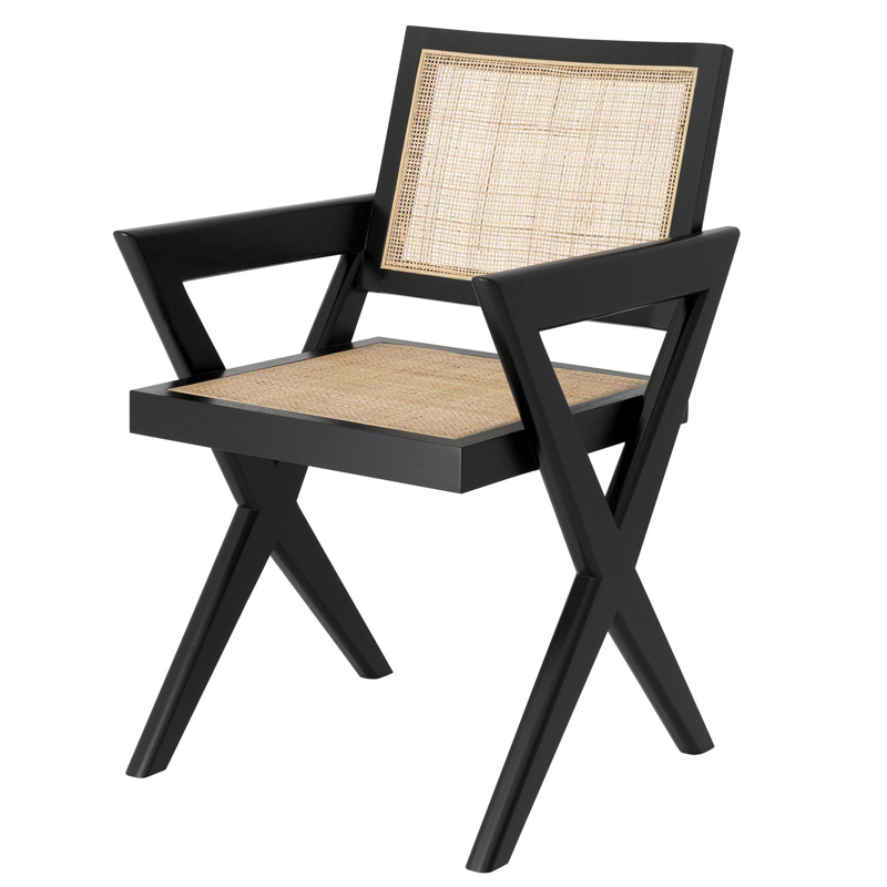 Стул Eichholtz Dining Chair Augustin black Черный Бежевый Стул Eichholtz Dining Chair Augustin black Черный Бежевый в Липецке | Loft Concept