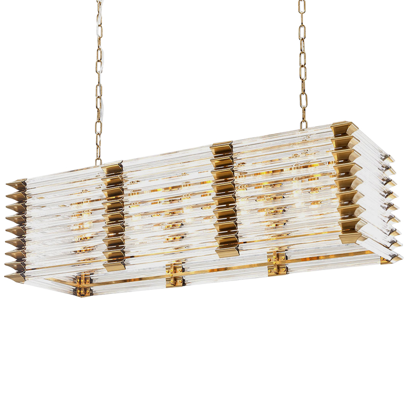 Люстра прямоугольная стеклянная Tadesse Glass Chandelier Золотой Прозрачное Стекло Люстра прямоугольная стеклянная Tadesse Glass Chandelier Золотой Прозрачное Стекло в Липецке | Loft Concept
